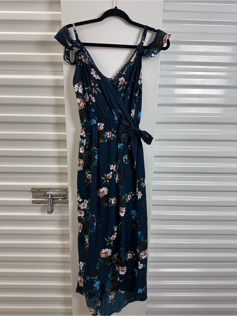 Japna Floral Navy Wrap Midi Dress